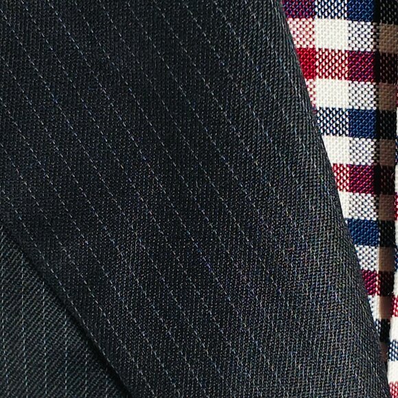 Banana Republic Men's Sport Coat Blazer Three Button Dark Navy Striped Wool 46R - Picture 6 of 15